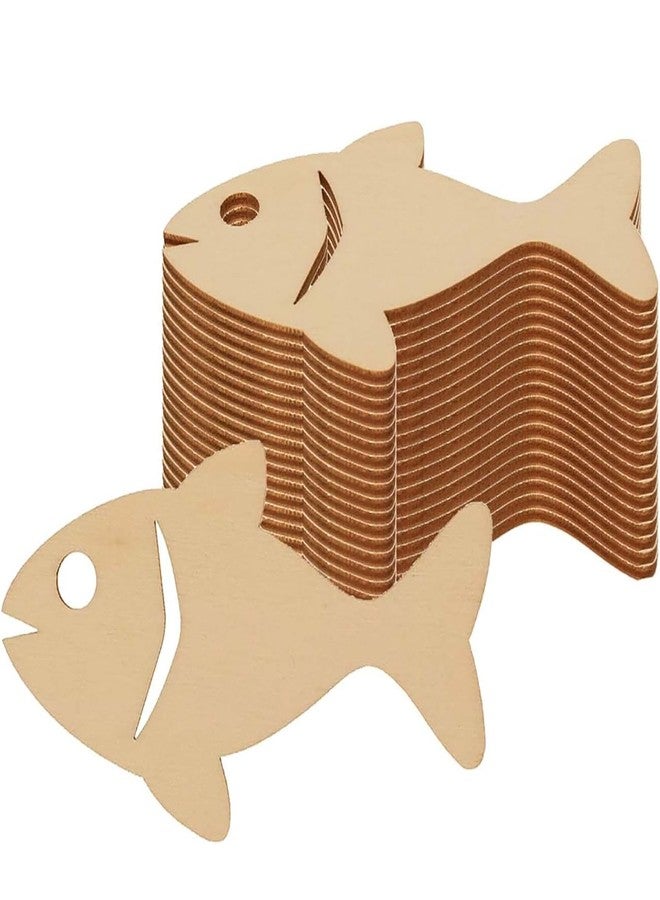 Curious Button Set of 12 pcs Wood Fish Cutouts Unfinished Wooden Fish Hanging Ornaments DIY Fish Craft Gift Tags for Thanksgiving Christmas Home Party Decoration Craft Project. - Image 1